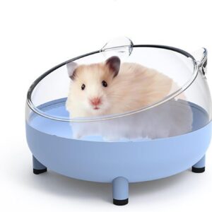 Meow&Woof Hamster Sand Bath Container, Large Sandbox Toilet Gerbil Batheoom, Tiny Chinchilla Dust Bathtub Sand Bath Box for Hamster Cage Accessories 6.5 Inch – Blue