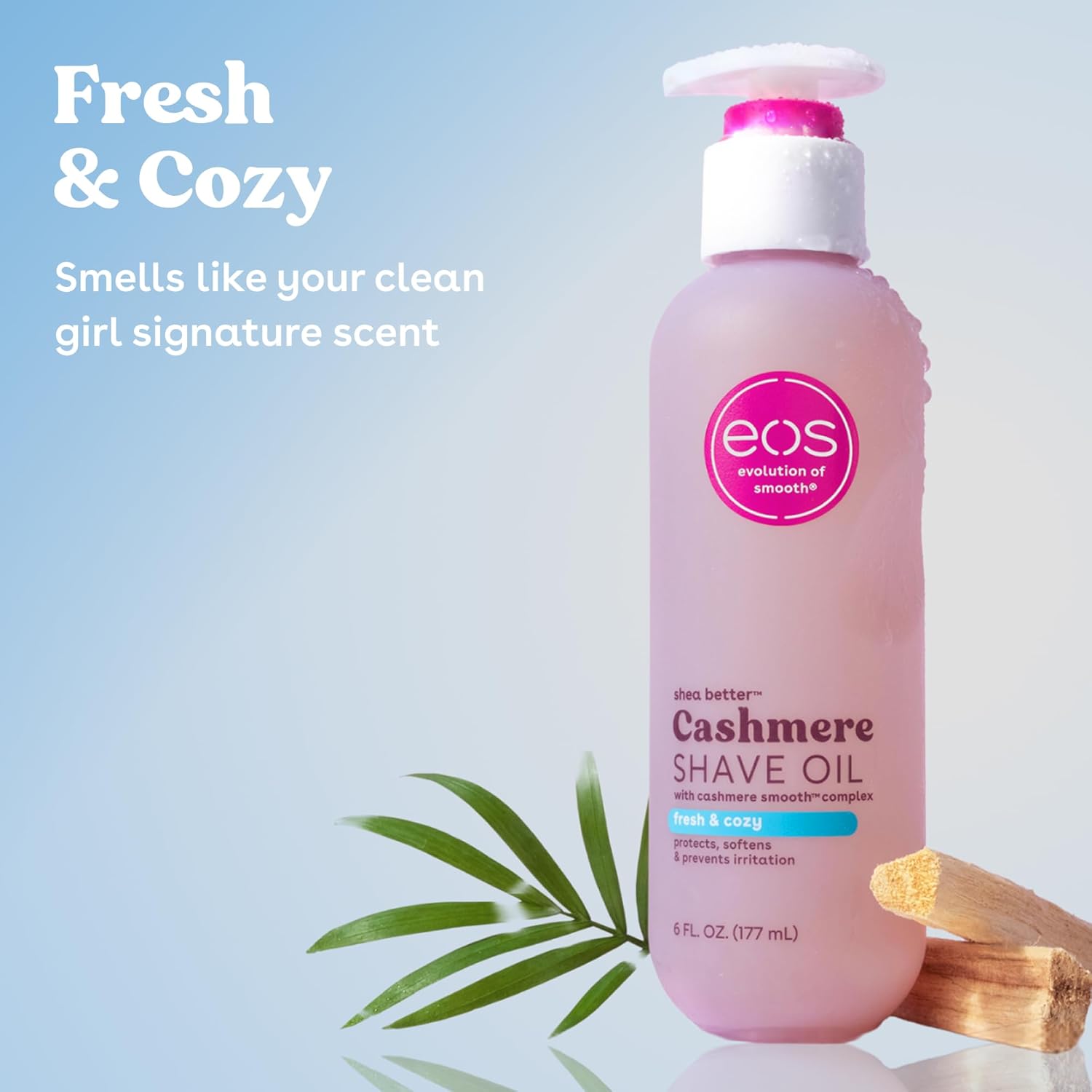 eos Cashmere Shave Oil – Fresh & Cozy, Moisturizing Shave Oil with Shea Butter & Glycerin, Helps Prevents Irritation & Razor Burn, Vegan, 6 fl oz - Image 2