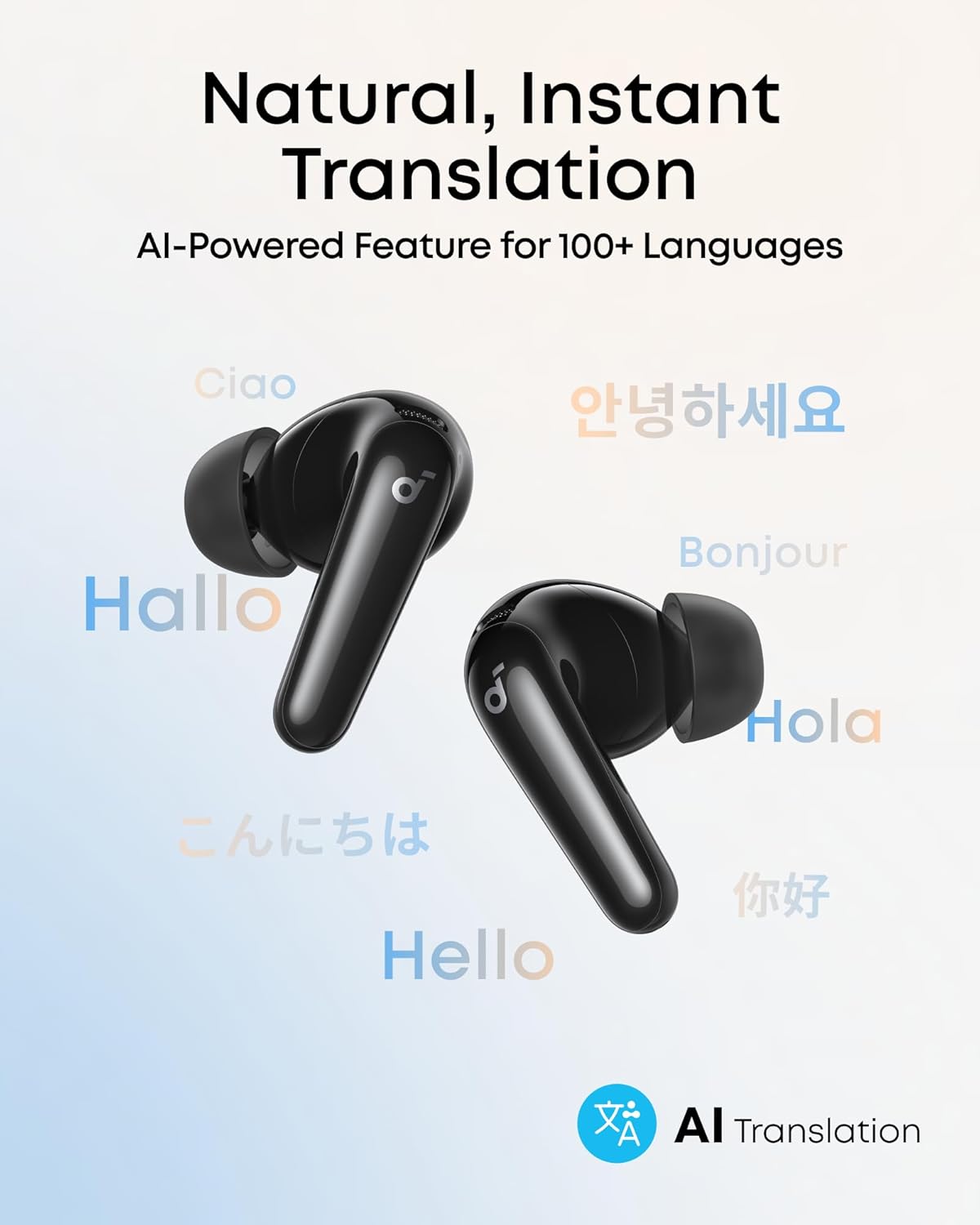 Soundcore P31i by Anker, Real-Time Adaptive Noise Cancelling, Hi-Res Sound, Translation Earbuds, 50H Playtime, Wireless Earbuds, Bluetooth Earphones, Spatial Audio, Fast Charging, IP55 (Black) - Image 4