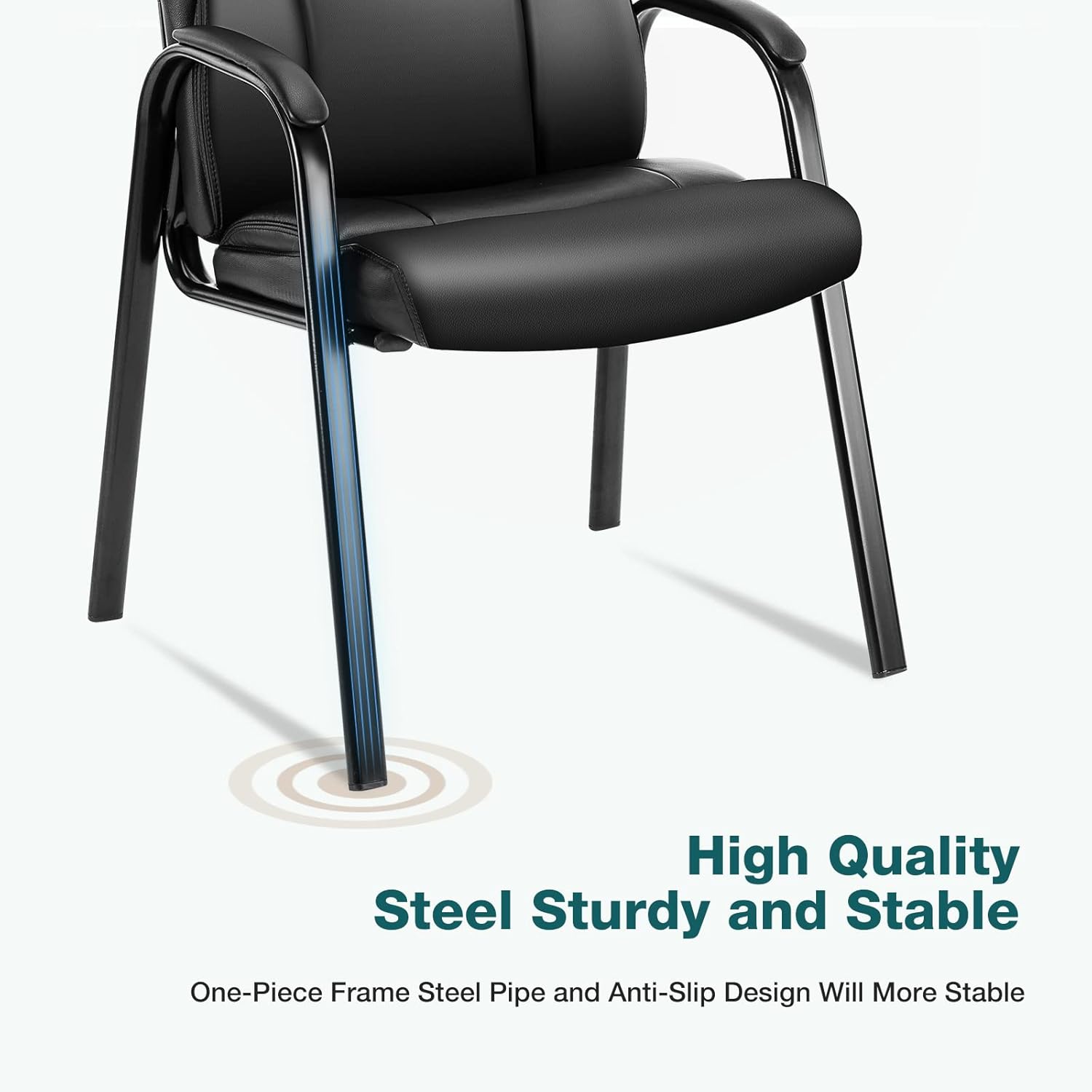 OLIXIS Waiting Room Chairs Set of 4, Leather Office Desk Reception Guest Stationary Side Chair with Padded Arms for Home Conference Lobby Area Meeting Church Medical Clinic Elderly Student - Image 6
