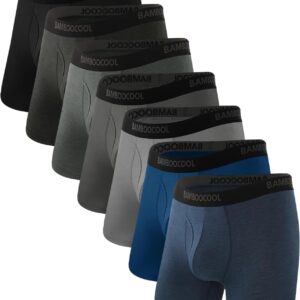 BAMBOO COOL Men’s Underwear Breathable Boxer Briefs with Fly Moisture-Wicking Lightweight Underwear 7-Pack