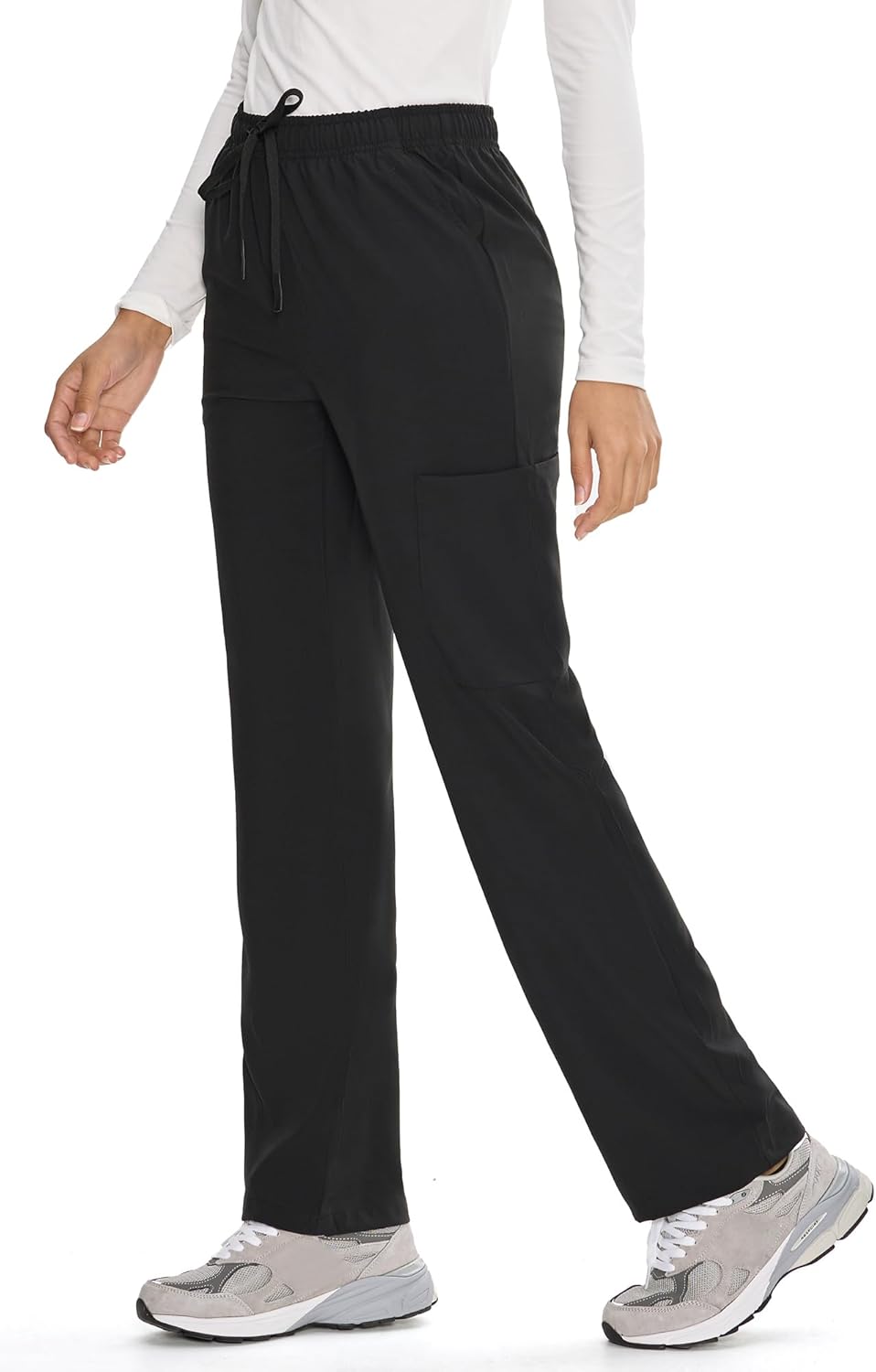 COZYFIT Straight Leg Scrub Pants for Women, Drawstring Soft Stretch, Anti-Wrinkle Women's Scrub Pants with 6 Pockets - Image 2
