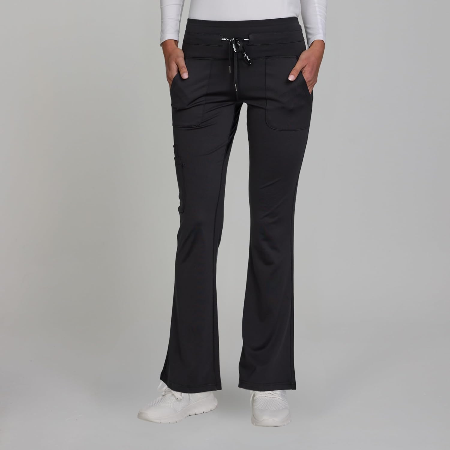 Nautica Flare Open Bottom Yoga Scrub Pants for Women – Soft Stretch Wide Leg Scrub Bottoms for Women - Image 2