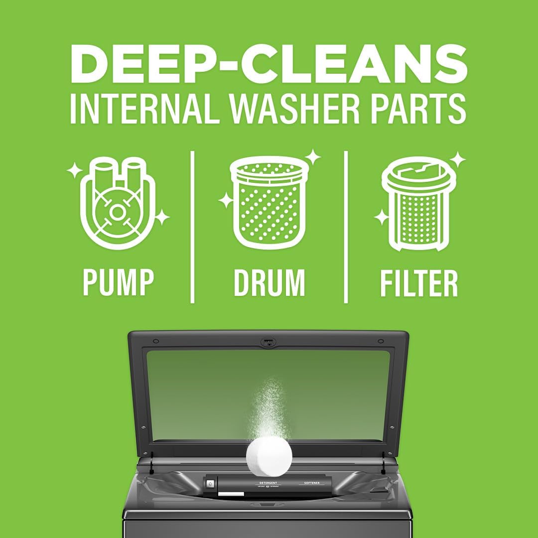Affresh Washing Machine Cleaner, Helps Power Away Odor Causing Bacteria & Grime Deep Inside Pump, Valve & Hoses, 6 Time Release Tablets, 6 Month Supply - Image 5