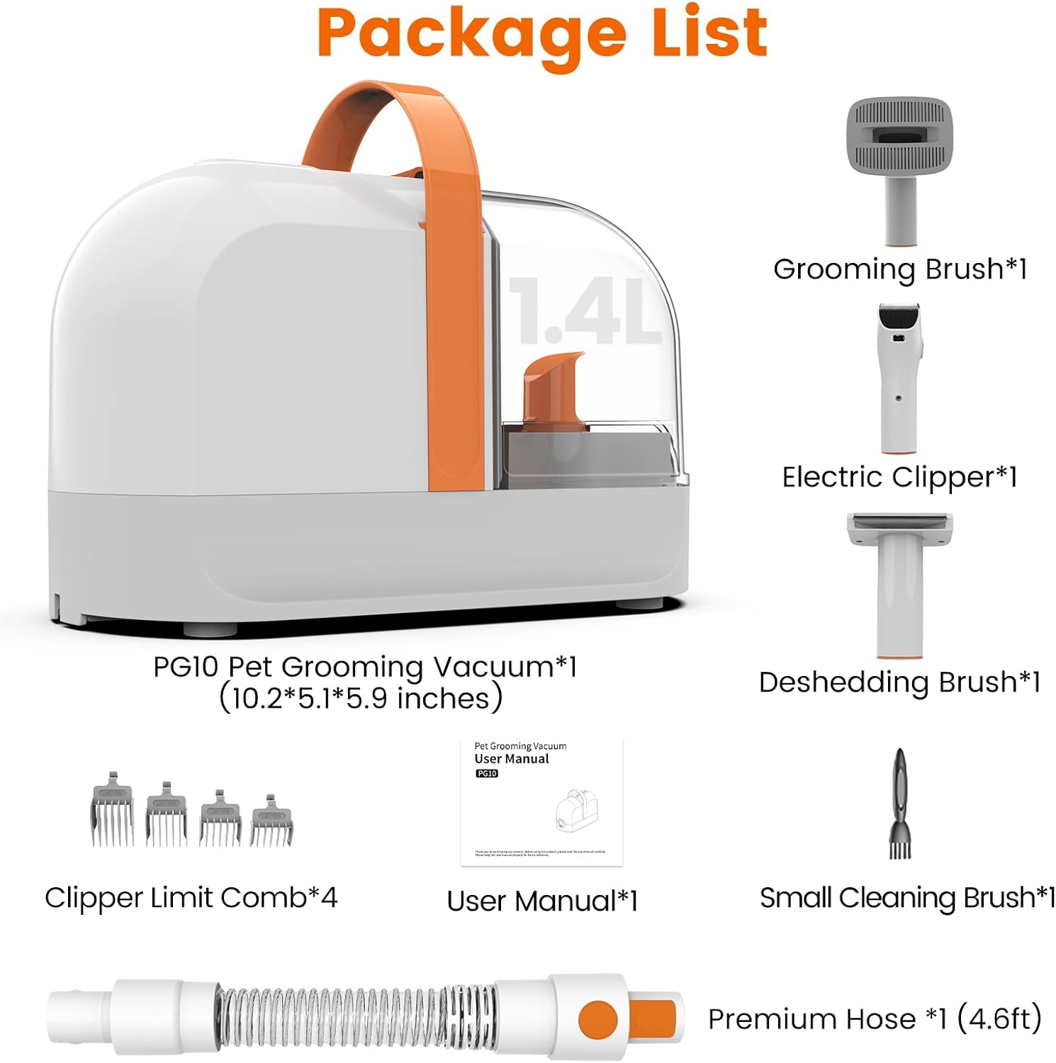 ubrobo Dog Grooming Vacuum, Dog Grooming Kit with Pet Clippers, 12,000Pa Pet Hair Vacuum for Dogs, Low Noise Home Cleaning Tool in 1, PG10 - Image 8