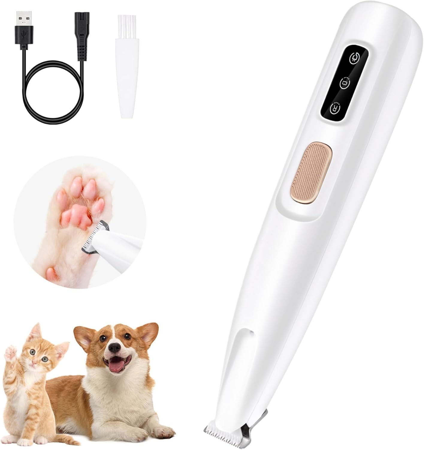 Mcbazel Pet Micro Precision Trimmer, Multifunctional Pet Hair Trimmer Waterproof Rechargeable Shaver with LED Light for Paws Eyes Ears Face Buttocks for Small Dogs and Cats,50dB Quiet Shave.