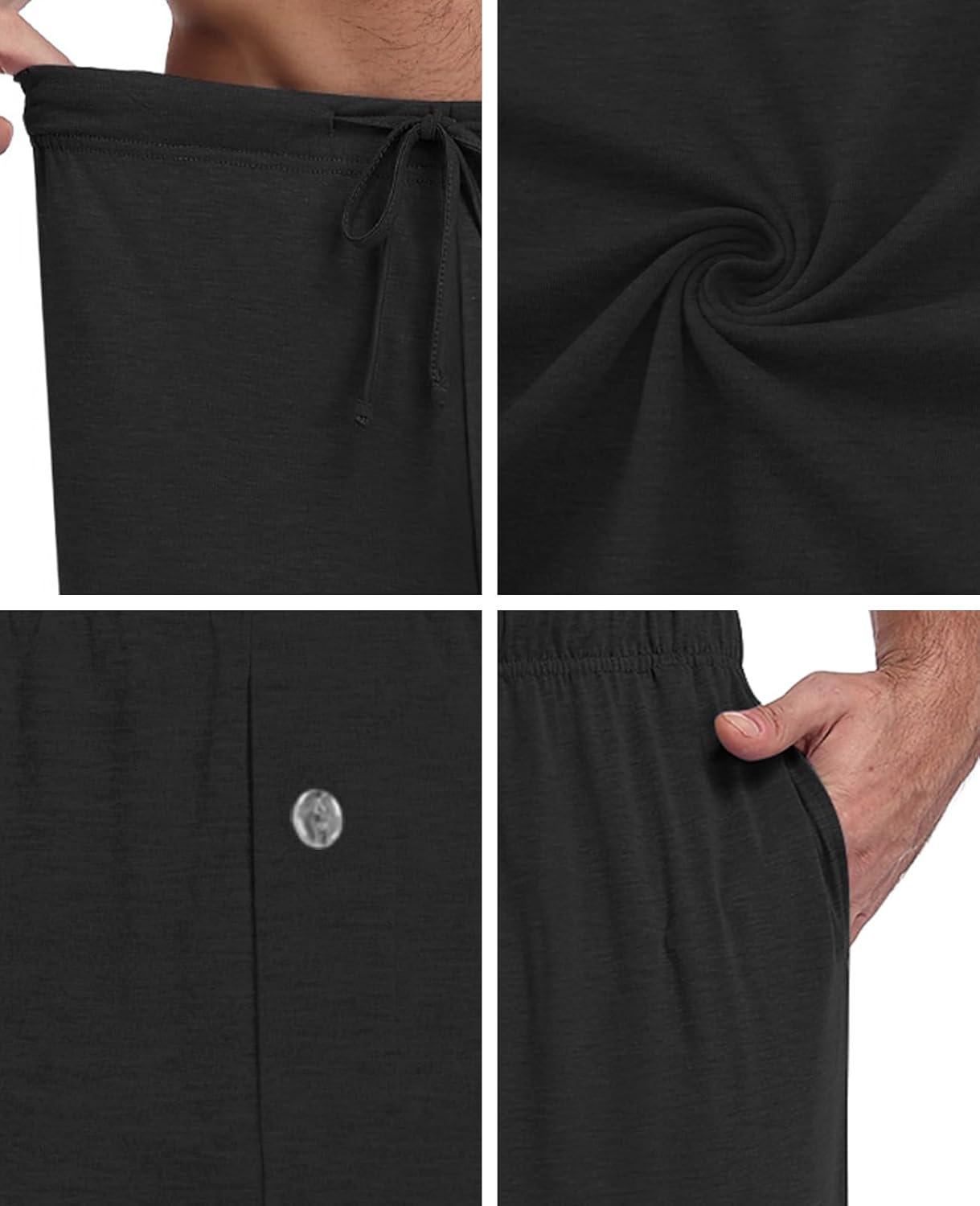 Mens Pajama Pants Soft Lounge Sleep Pants with Pockets Casual Pj Bottoms with Button Fly and Drawstring - Image 4