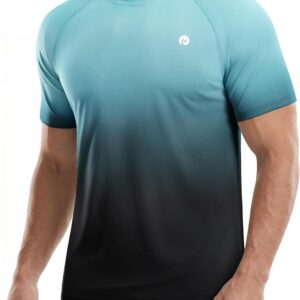 PINSPARK Workout Shirts for Men UPF 50+ Quick Dry Athletic Gym Tee Shirts Mens Short Sleeve Running Cooling Swimming T-Shirt