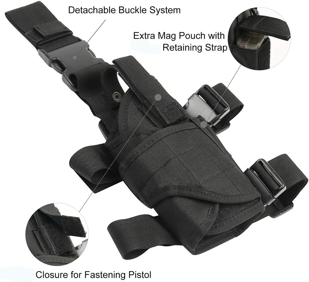 Nehostertfy Drop Leg Holster, Right Handed Tactical Thigh Pistol Gun Holster Leg Harness - Image 3