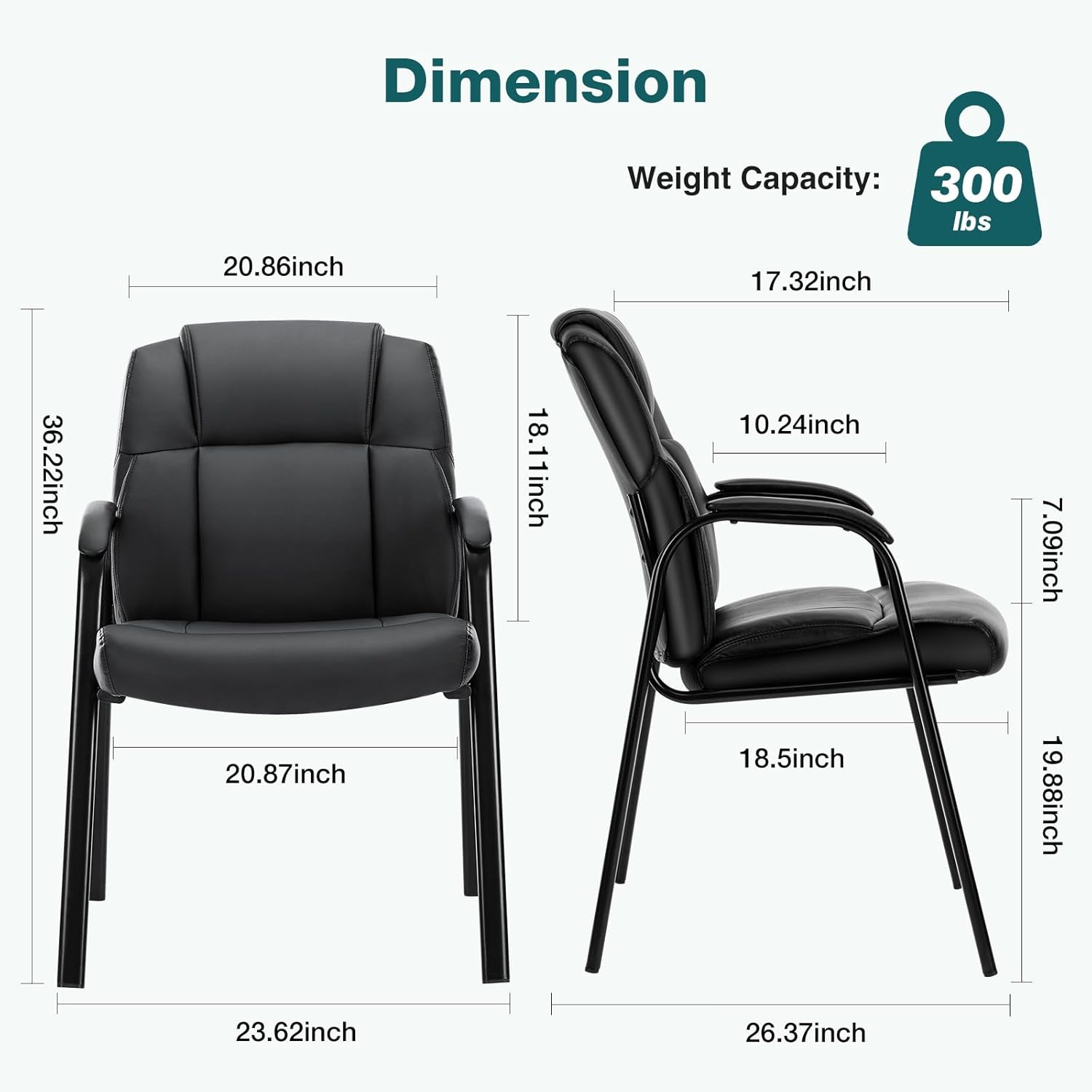 OLIXIS Waiting Room Chairs Set of 4, Leather Office Desk Reception Guest Stationary Side Chair with Padded Arms for Home Conference Lobby Area Meeting Church Medical Clinic Elderly Student - Image 3