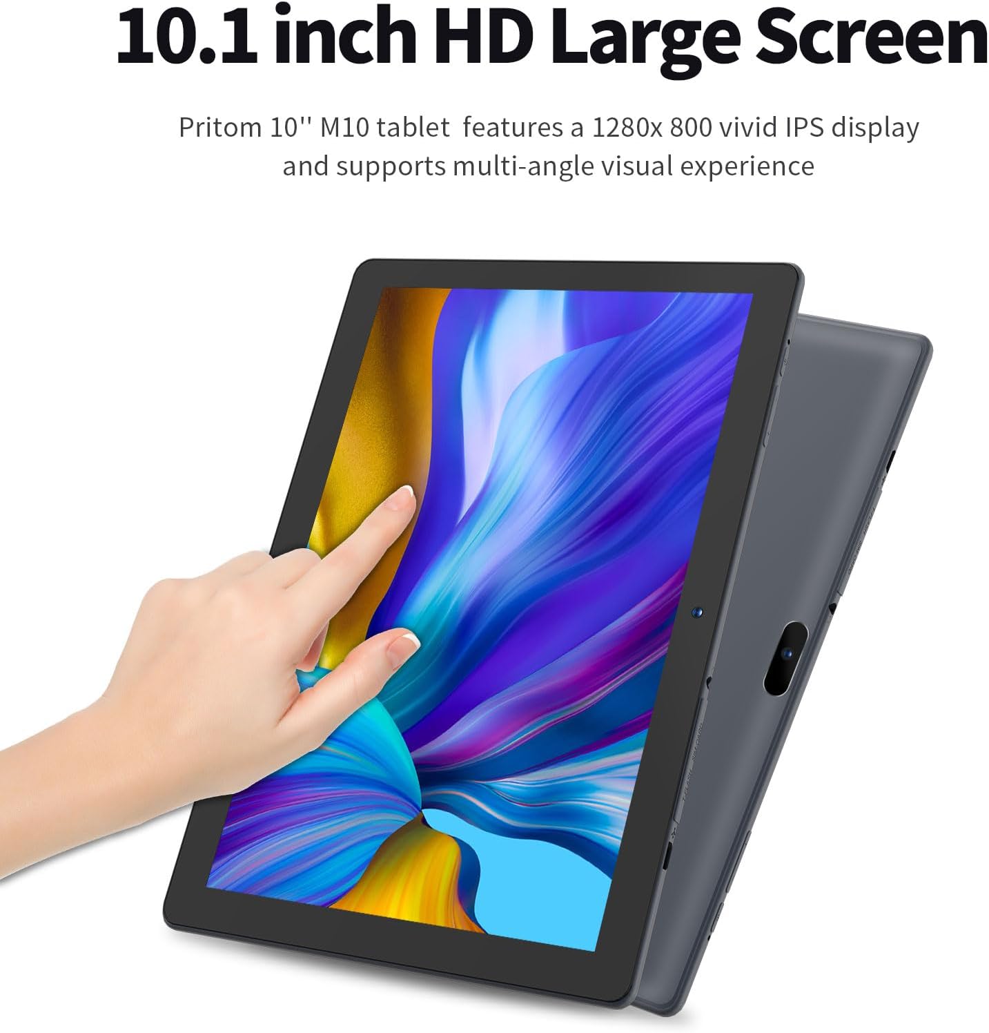 PRITOM Tablet 10 inch, 64GB, Tablet Android, HD IPS Screen, Dual Camera, WiFi, Bluetooth, Tablets with 6000mAh Battery, Touch10 Tab GMS Certified (Black) - Image 3