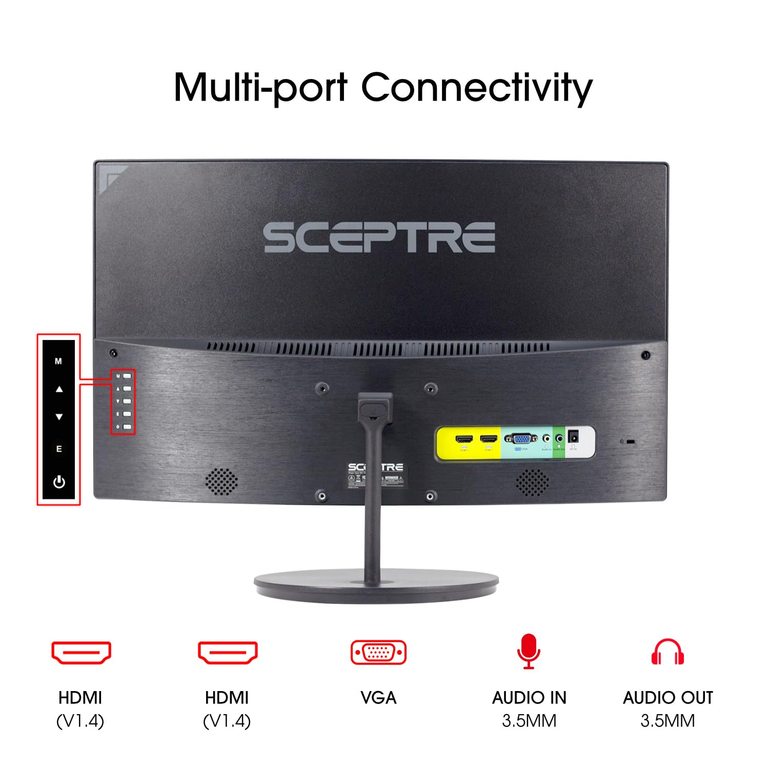Sceptre Curved 27-inch Prime Monitor up to 100Hz 1080p, HDMI x2, VGA, 99% sRGB, Built-in Speakers, R1500, Machine Black 2025 (C275W-1920RN Series) - Image 5