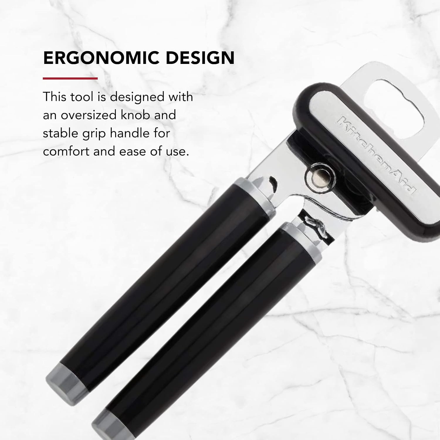 KitchenAid Classic Multifunction Can Opener and Bottle Opener Easy to Use, Razor Sharp Stainless Steel Cutting Wheel, Soft Ergonomic Handles, Black - Image 6