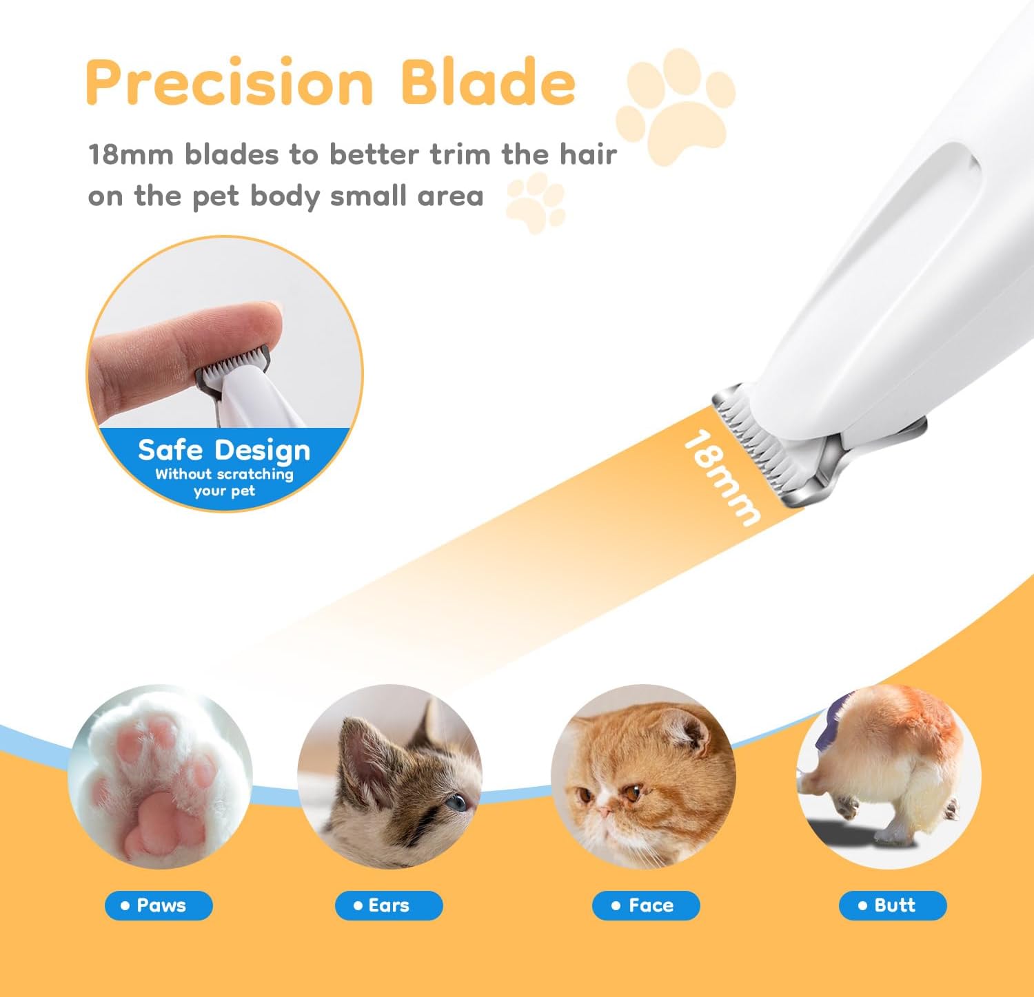 Mcbazel Pet Micro Precision Trimmer, Multifunctional Pet Hair Trimmer Waterproof Rechargeable Shaver with LED Light for Paws Eyes Ears Face Buttocks for Small Dogs and Cats,50dB Quiet Shave. - Image 3
