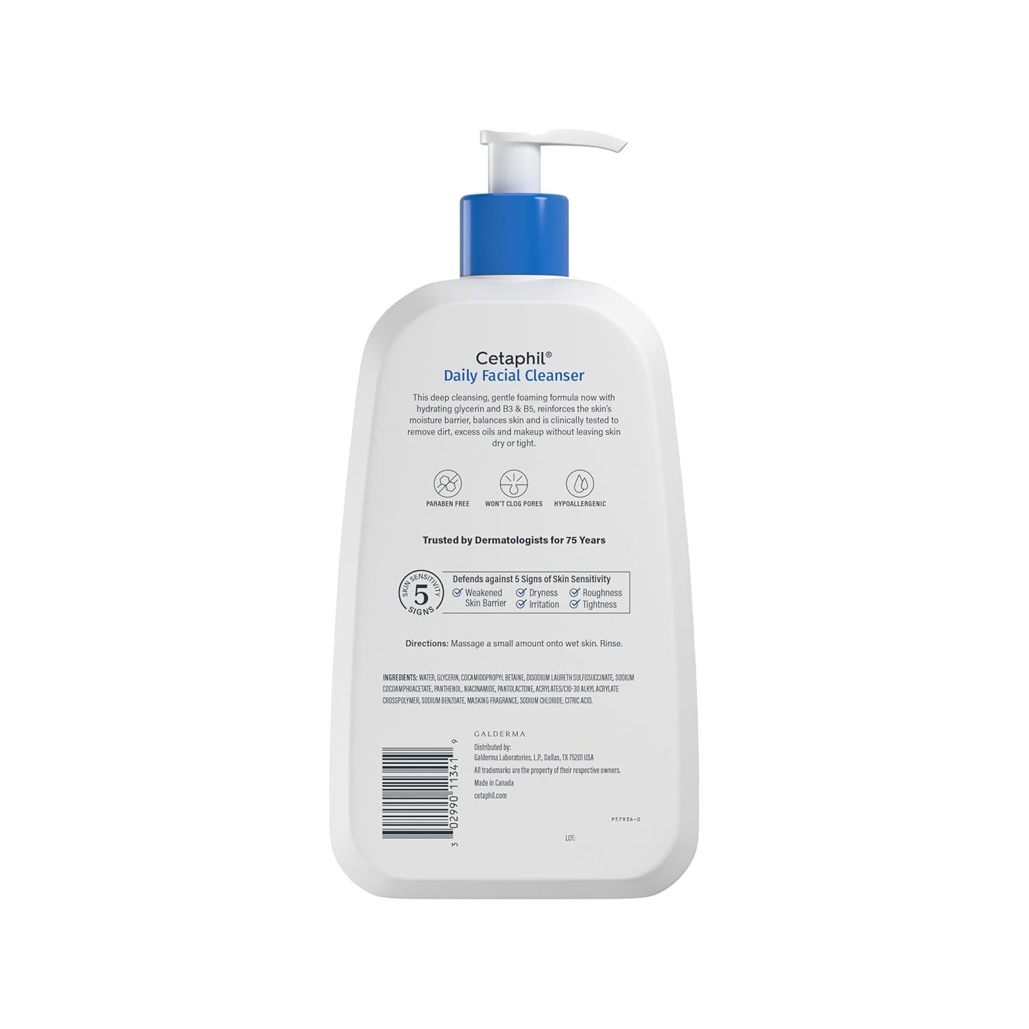Cetaphil Face Wash, Daily Facial Cleanser for Sensitive, Combination to Oily Skin, 20 oz, Gentle Foaming, Soap Free, Hypoallergenic - Image 8