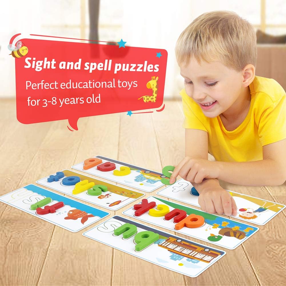 KMUYSL Learning Toys for 3 4 5 6 Years Old Boys and Girls - See & Spell CVC Word Builders with Alphabet Cards for Kids, Preschool Learning Activities Toys, Idea Birthday Gifts for Age 3-5 4-6 Kids - Image 2