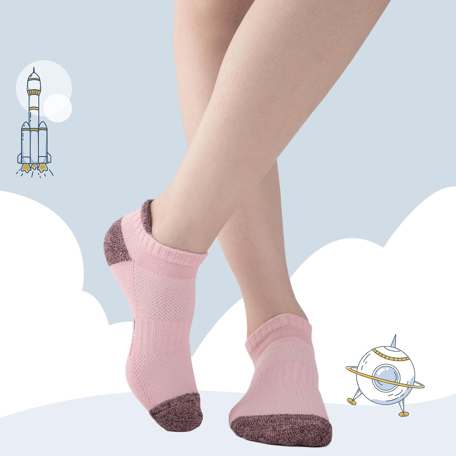 Comfoex Girls Socks Ankle Athletic Socks For Kids 4-6 6-8 8-10 Years Old Short Socks With Cushioned Sole 8 Pairs - Image 6