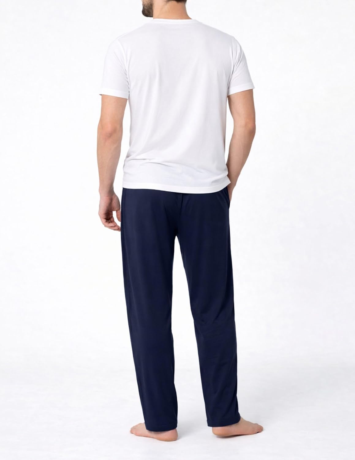 Men's Pajama Pants with Short Length 27" Inseam, Soft Lightweight Lounge Sleep Pants with Pockets and Fly - Image 5