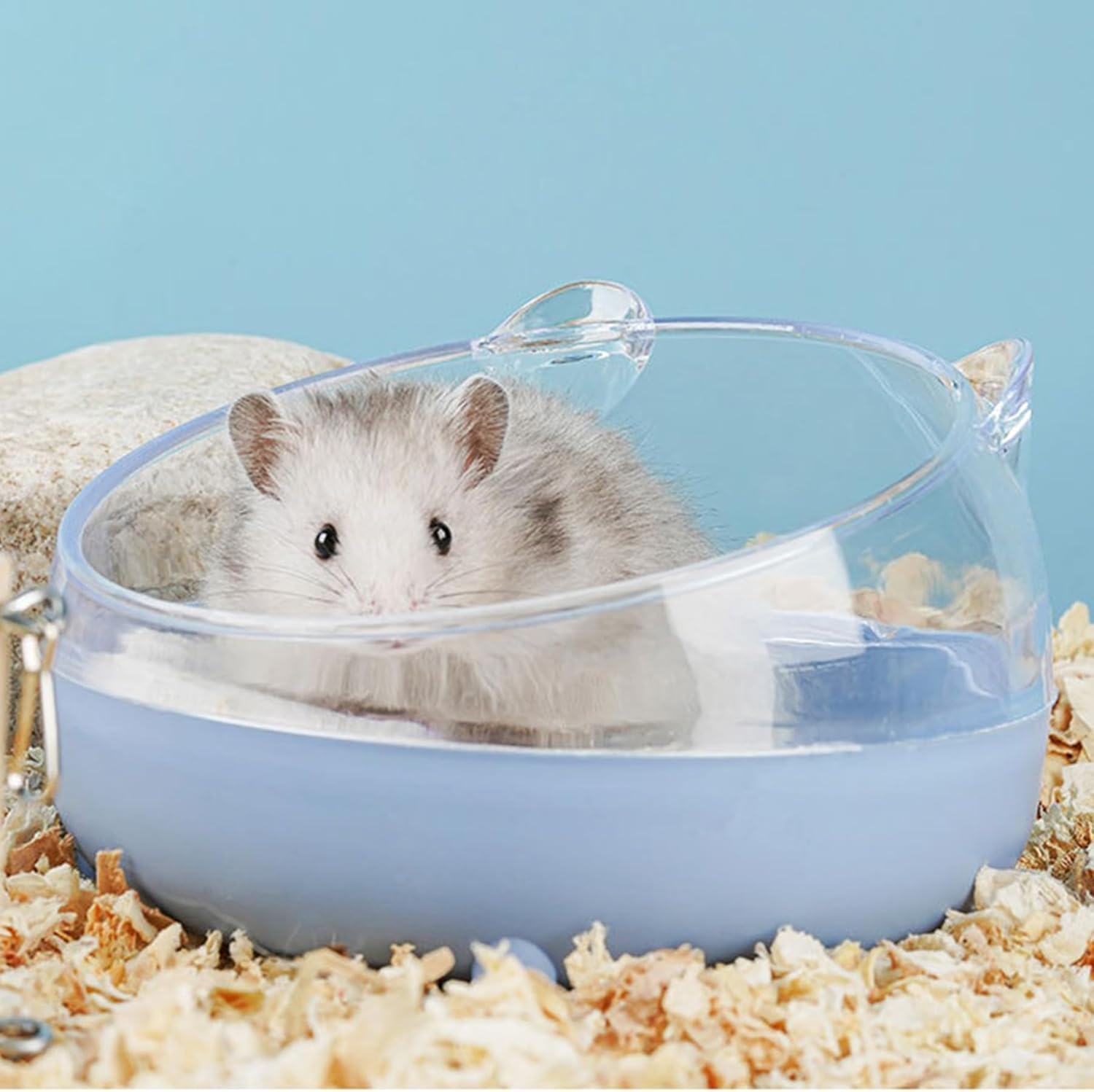 Meow&Woof Hamster Sand Bath Container, Large Sandbox Toilet Gerbil Batheoom, Tiny Chinchilla Dust Bathtub Sand Bath Box for Hamster Cage Accessories 6.5 Inch - Blue - Image 2