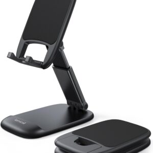 Lamicall Cell Phone Stand for Desk – [Height Adjustable] Foldable Mobile Phone Holder, Portable Stand for iPhone 17 16 15 14 13 12 11 Pro Max Plus Air, Galaxy S25, Office Gift Mothers Day Accessories
