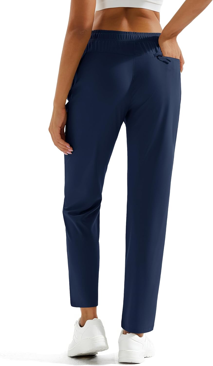 MAGCOMSEN Women's Hiking Pants Lightweight Quick Dry UPF 50 Water Resistant Elastic Waist Golf Travel Pants Zip Pockets - Image 8