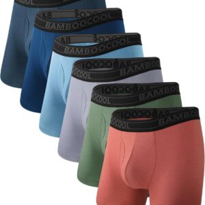 BAMBOO COOL Breathable Men’s Underwear Modern Multipack Comfortsoft Moisture-Wicking Boxer Briefs 6 Pack