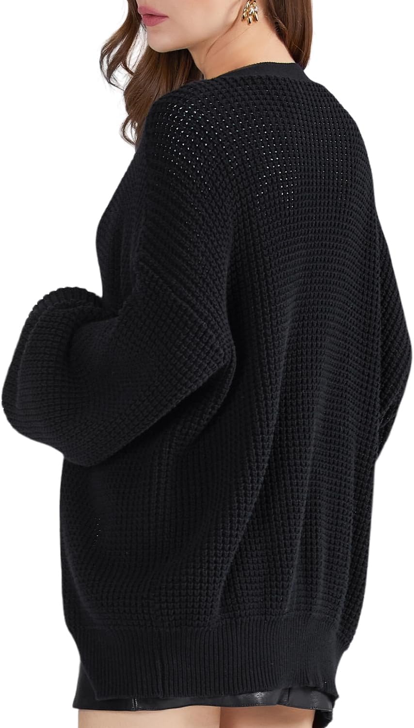 QUALFORT Cardigan Sweaters for Women 100% Cotton Button-Down Oversized Knit Outerwear Fall Tops for Women 2026 - Image 4