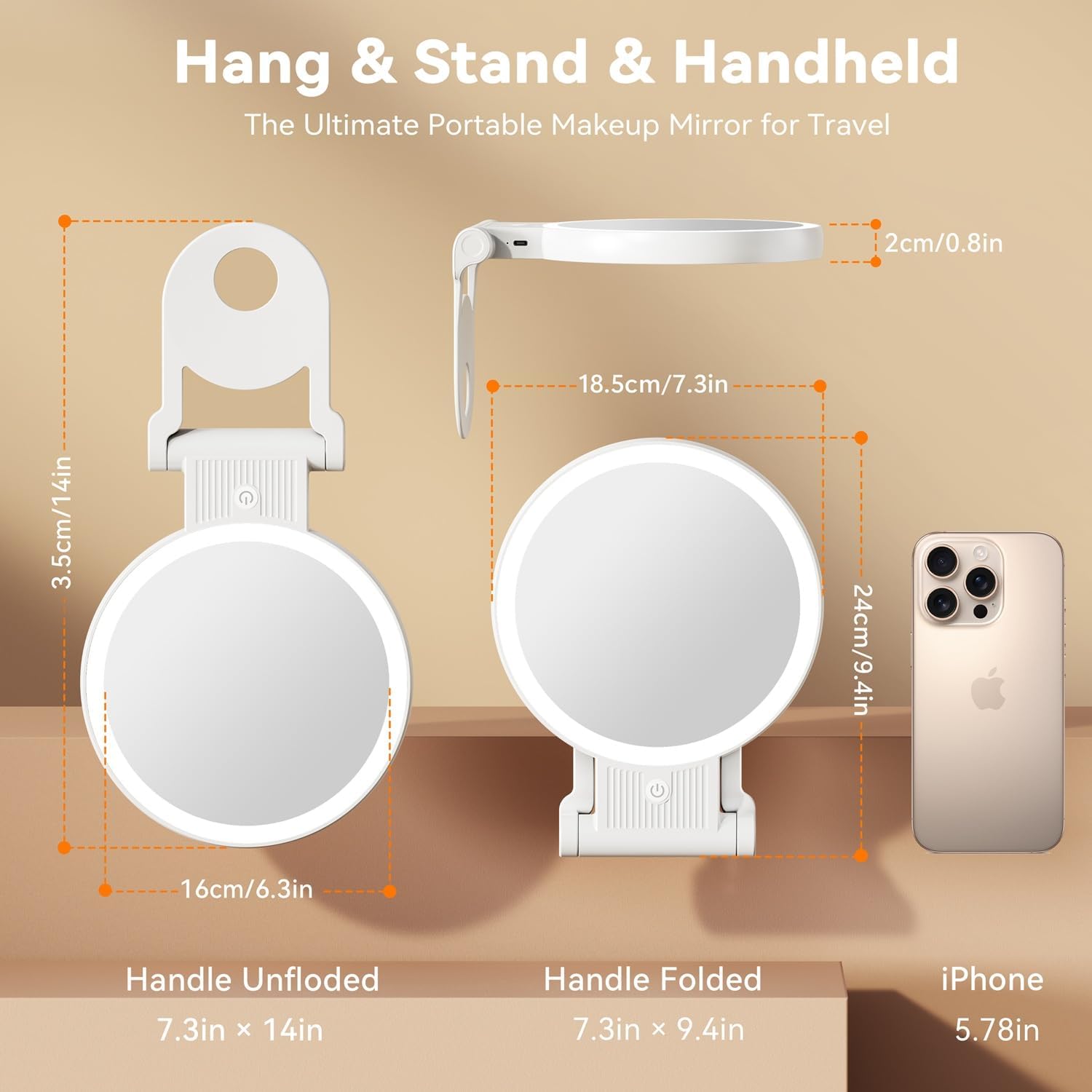 Auxmir 1X/30X Magnifying Mirror with Light, Double Sided Makeup Mirror with Adjustable 3 Color Light, 2000mAh Rechargeable Lighted Magnifying Mirrors with Tweezer, Foldable Travel Mirror with Rotation - Image 6