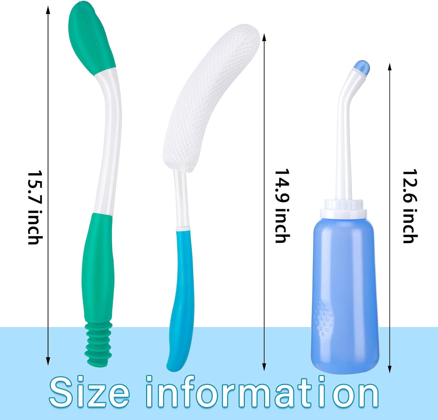 Meanplan 3 Pcs Toilet Aids Tools for Wiping and Bidet Body Brush Set Extended Reach Comfort Wiper Tools Elderly Assistance Butt Cleaner Shower Brush Travel Bidet Bathroom Aid for Disabled Pregnant - Image 2
