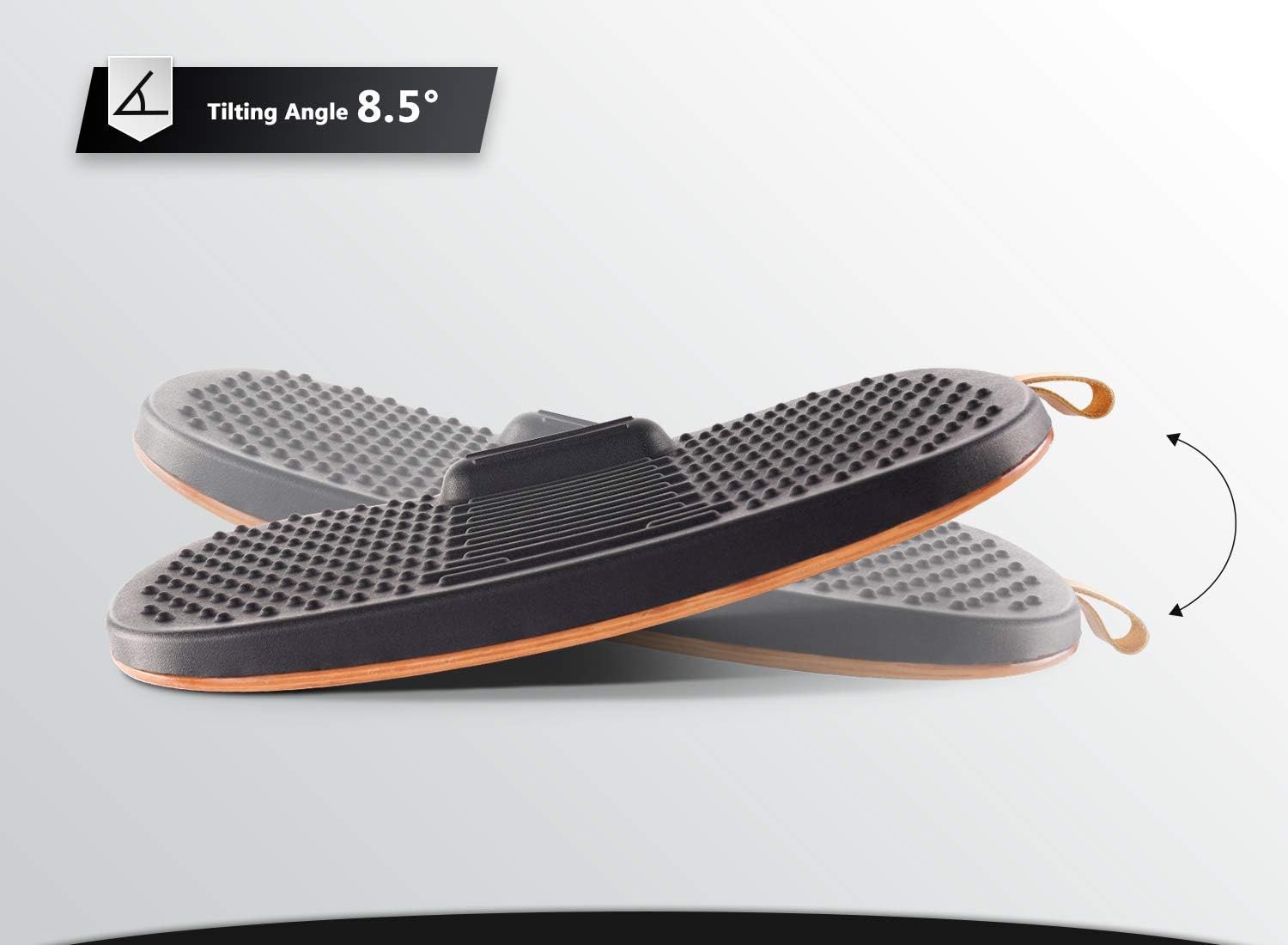 FEZIBO Standing Desk Mat with Anti Fatigue Bar, Wooden Wobble Balance Board with Ergonomic Design Comfort Floor Mat - Image 6