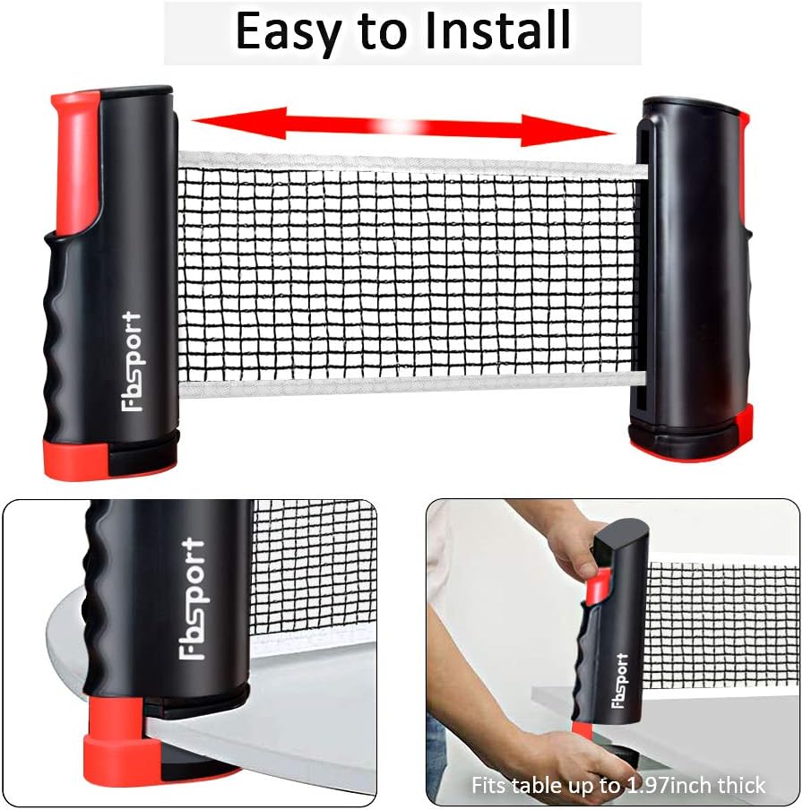 FBSPORT Ping Pong Paddle Set, Portable Table Tennis Set with Retractable Net,Rackets,Balls and Carry Bag for Indoor/Outdoor Games - Image 2