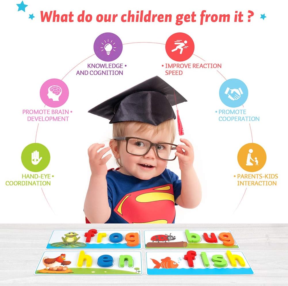 KMUYSL Learning Toys for 3 4 5 6 Years Old Boys and Girls - See & Spell CVC Word Builders with Alphabet Cards for Kids, Preschool Learning Activities Toys, Idea Birthday Gifts for Age 3-5 4-6 Kids - Image 6