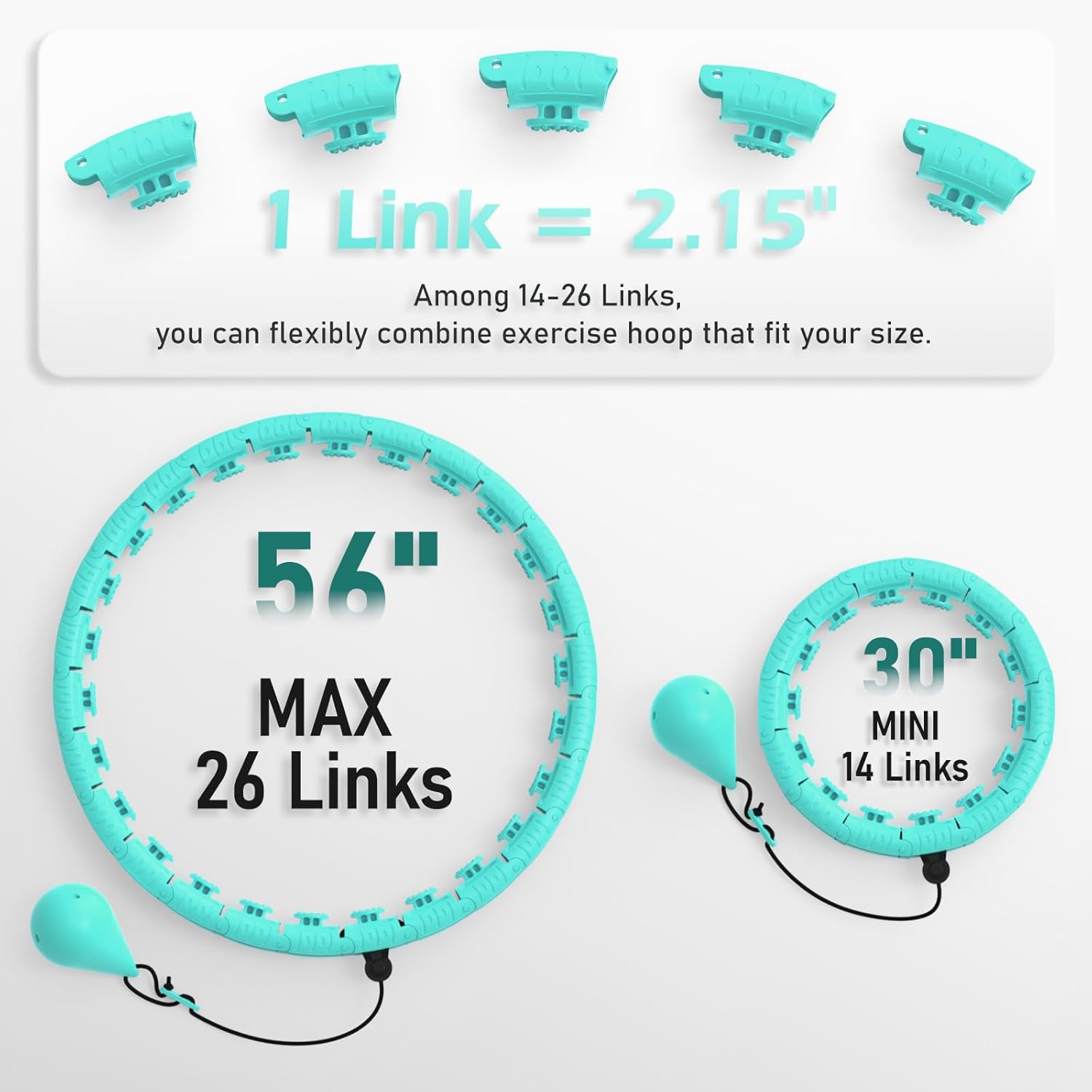 JLoibao Weighted Hula Circle with 26/32 Links(56-66 Inch) for Adults Weight Loss, Infinity Fitness Hoop Plus Size, for Women Smart Exercise Equipment - Image 2