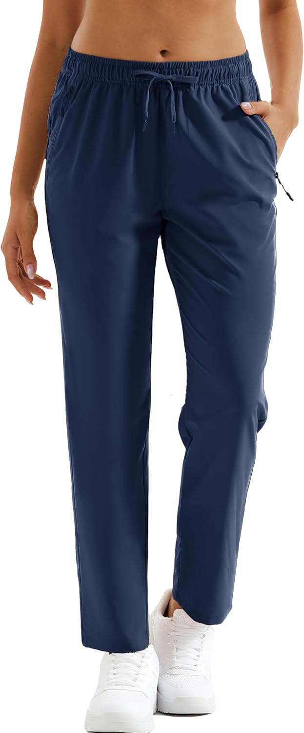 MAGCOMSEN Women's Hiking Pants Lightweight Quick Dry UPF 50 Water Resistant Elastic Waist Golf Travel Pants Zip Pockets