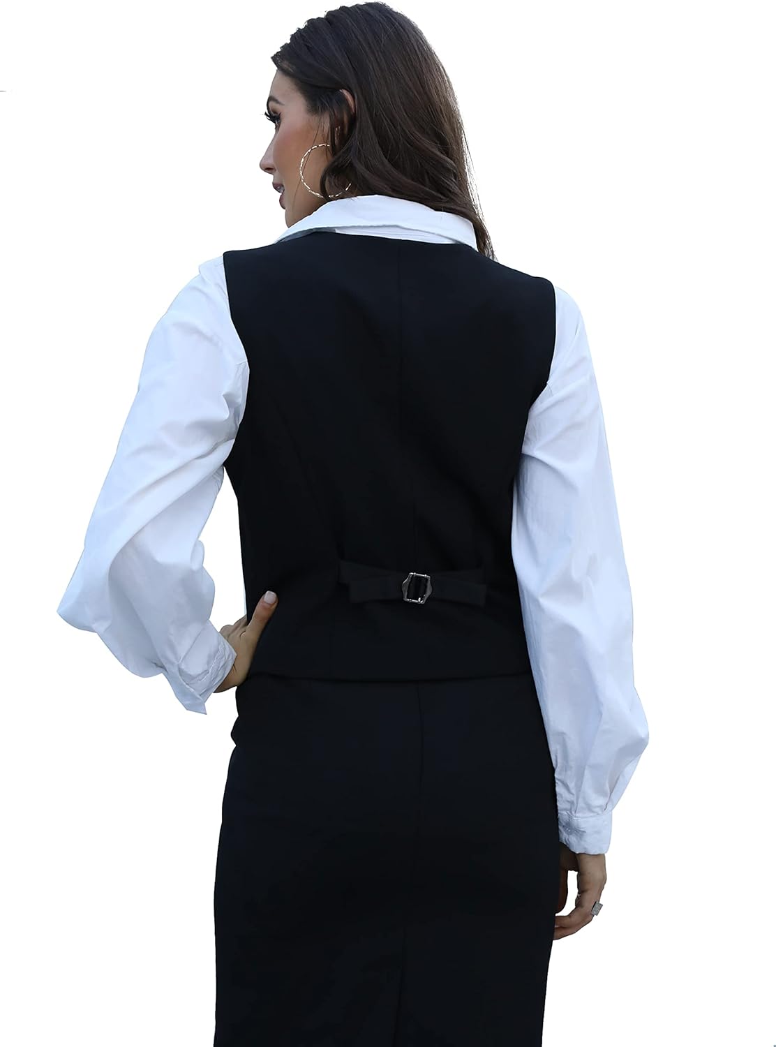 V VOCNI Women's Fully Lined 4 Button V-Neck Economy Dressy Suit Vest Waistcoat - Image 4
