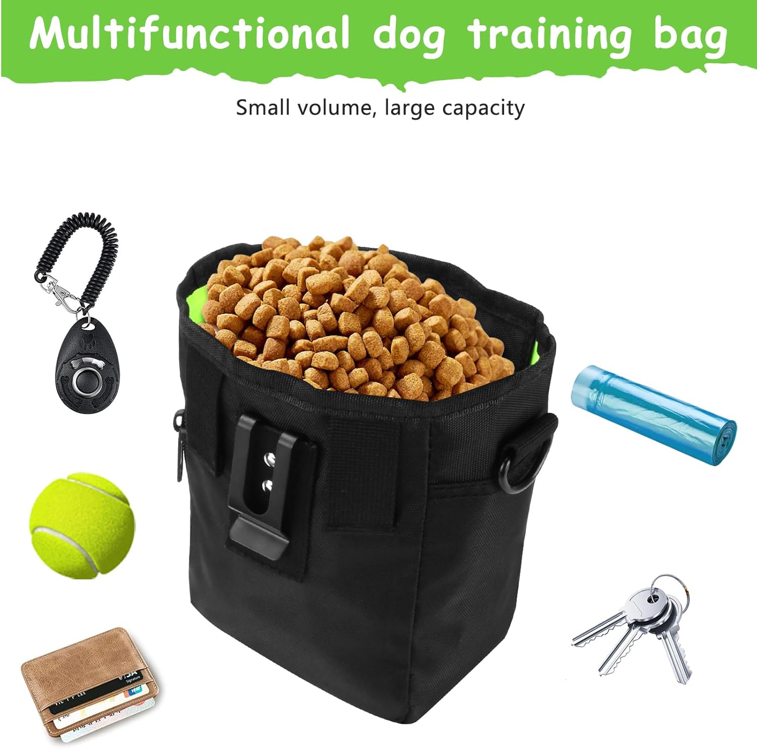 kissleaf Dog Treat Pouch with Magnetic Closure, Treat Pouches for Pet Training, Large Dog Treat Training Pouch and Dog Clicker, Dog Training Treat Pouch Built-in Poop Bag Dispenser, Hands-Free Snack - Image 2