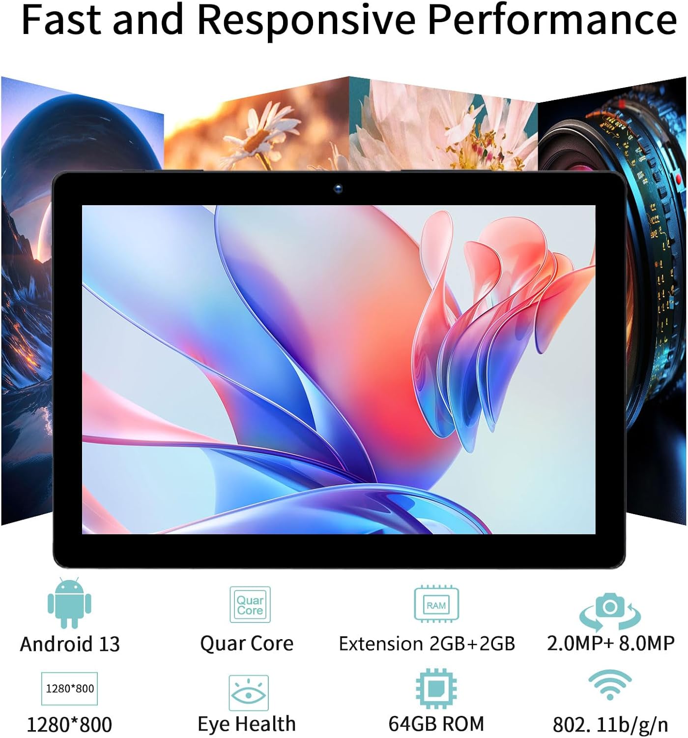 PRITOM Tablet 10 inch, 64GB, Tablet Android, HD IPS Screen, Dual Camera, WiFi, Bluetooth, Tablets with 6000mAh Battery, Touch10 Tab GMS Certified (Black) - Image 2