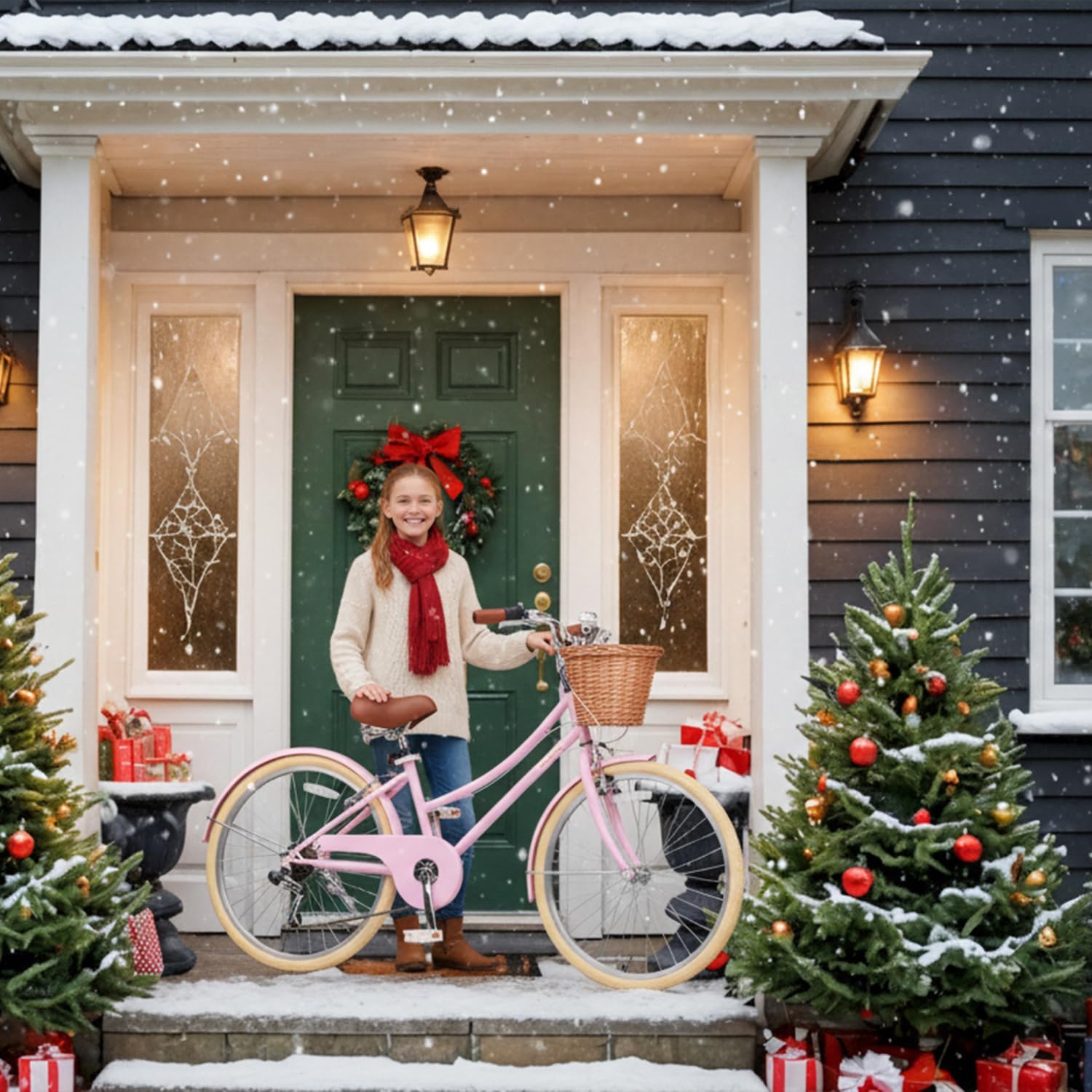 Glerc 20 24 26 Inch Beach Cruiser Bike, 6-Speed Hybrid City Bicycle for Girls Youth and Over 6 Years Old, Missy Bike with Wicker Basket & Lightweight, Multiple Colors - Image 5