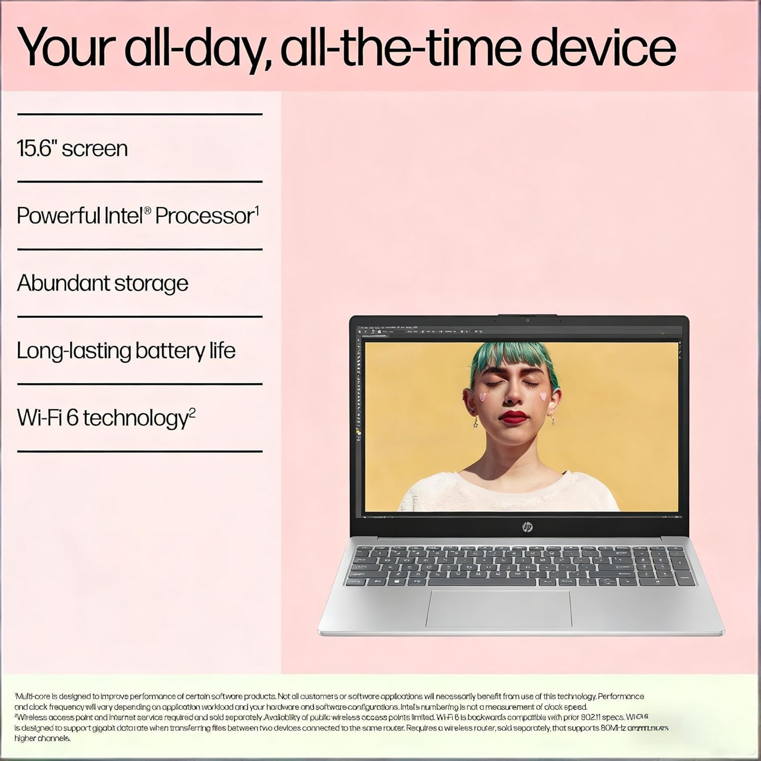 HP 15.6" FHD Laptop 2026 Edition with Copilot AI, 16GB RAM, 512GB SSD, Intel Processor, Long Battery Life, Lightweight 3.64 lbs, Microsoft 365, Windows 11 for Students & Office, Type-RJ45 Cable - Image 2