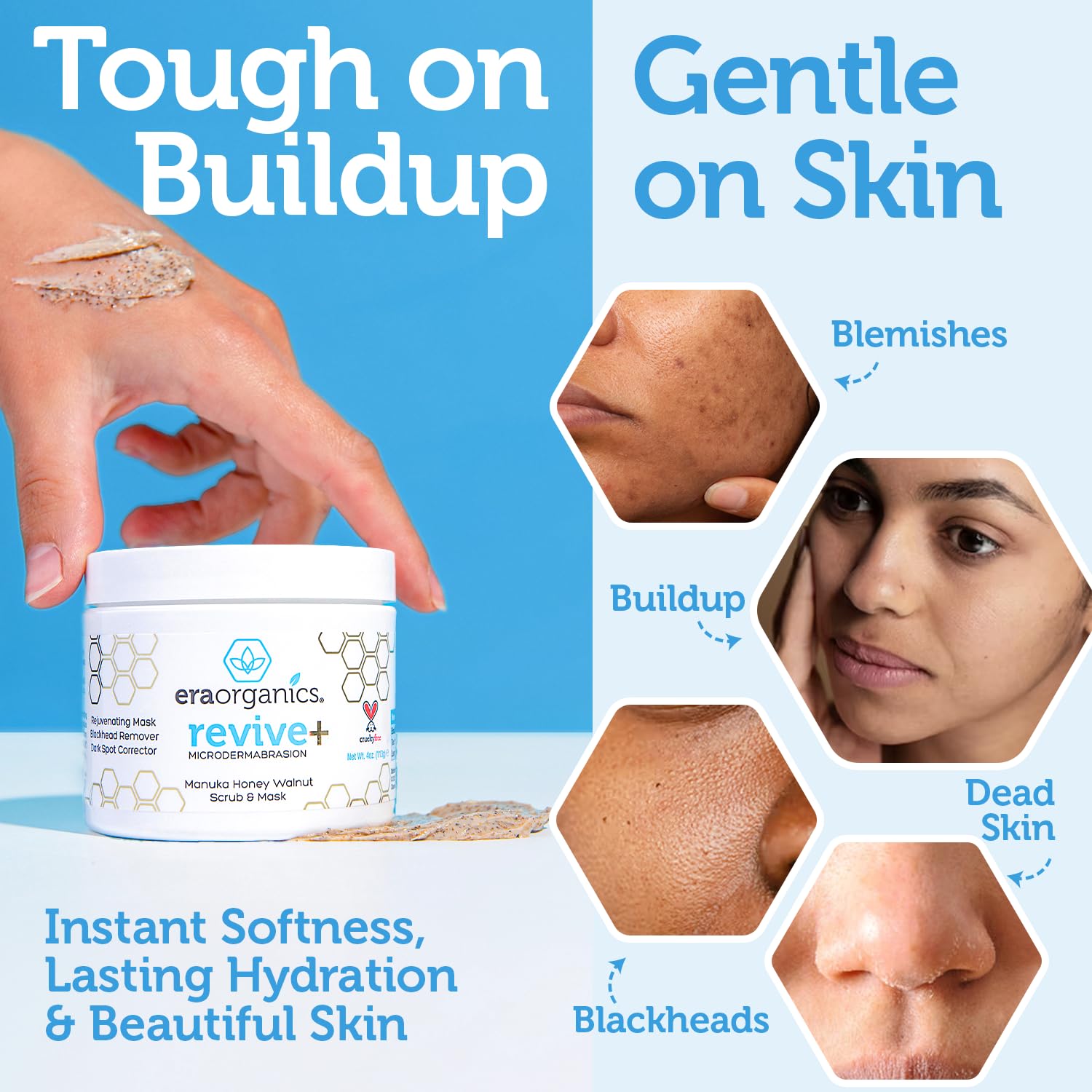 Manuka Honey Exfoliating Face Scrub – Gentle Microdermabrasion Face Exfoliator to Help Smooth, Soften & Balance with Moisturizing Organic Superfoods 2oz - Image 3