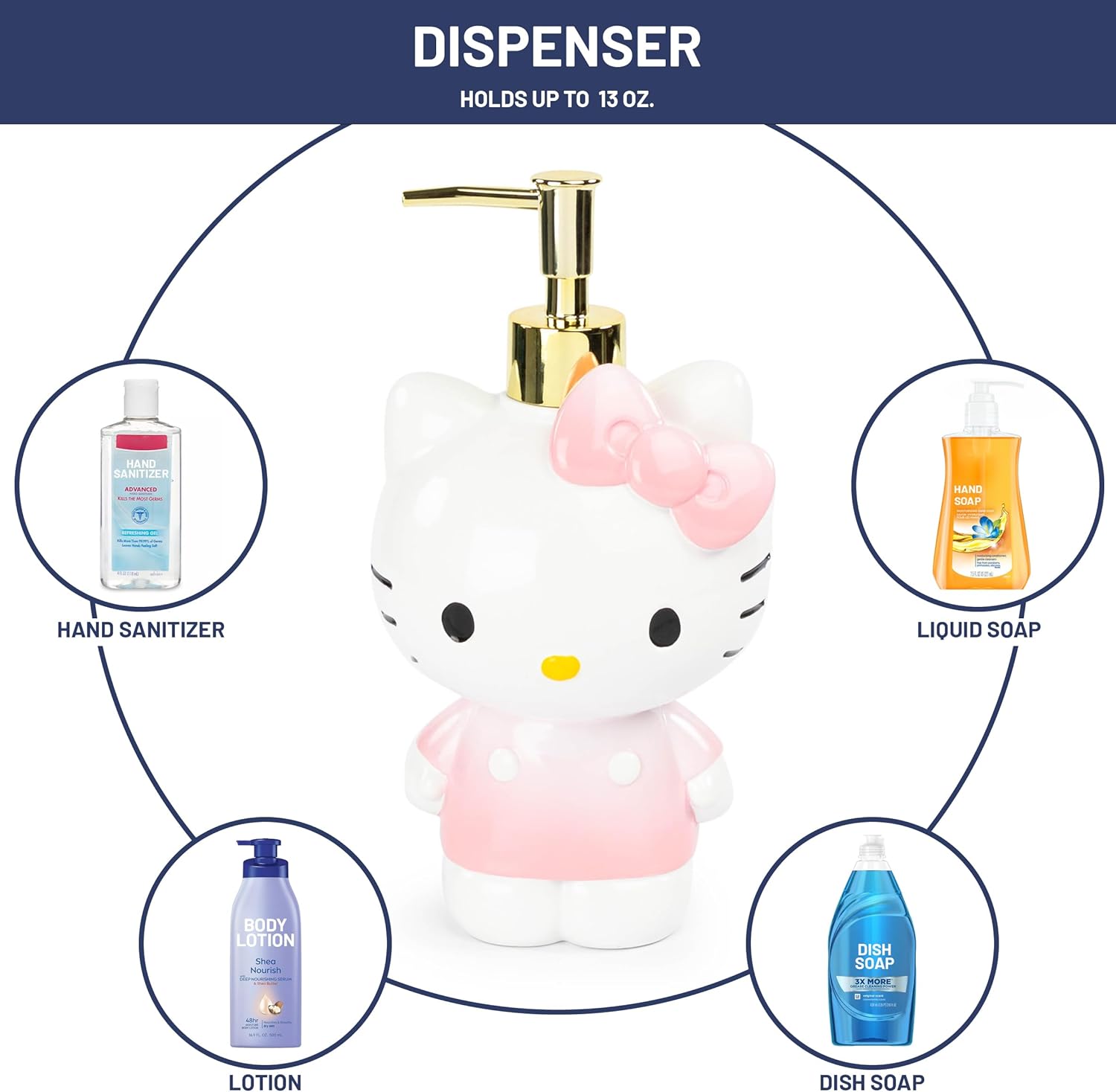 Jay Franco Hello Kitty Tumbler and Soap Dispenser Set - 2 Piece Pink Collection Includes Resin Lotion Pump and Cup - Bathroom Décor - Image 2