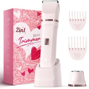 Risina Bikini Trimmer for Women – Painless Electric Razors for Silk Skin,Cordless Body Shaver with Ceramic Blade, Replaceable Lady Razor, IPX7 Waterproof & Easy Cleaning, Birthday Gifts for Beauty