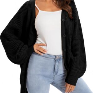 QUALFORT Cardigan Sweaters for Women 100% Cotton Button-Down Oversized Knit Outerwear Fall Tops for Women 2026