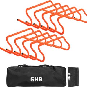 GHB Agility Hurdles 8″ Speed Agility Training Hurdles, Detachable Sturdy Hurdles Training Equipment Set with Carry Bag for Kids,Athletes,Soccer,Basketball
