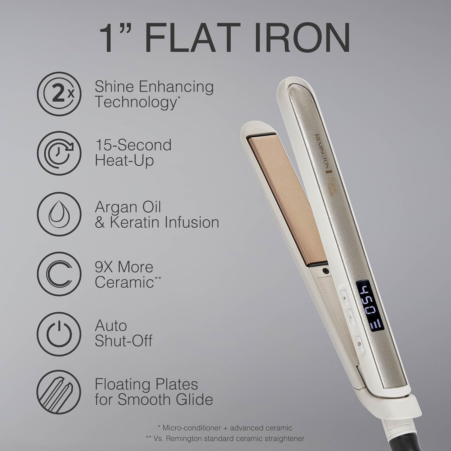 Remington Shine Therapy 1 inch Hair Straightener Iron, Flat Iron Infused with Argan Oil & Keratin, Professional Ceramic Flat Iron for Less Frizz, Shines and Smooth, Styling Tools - Image 2