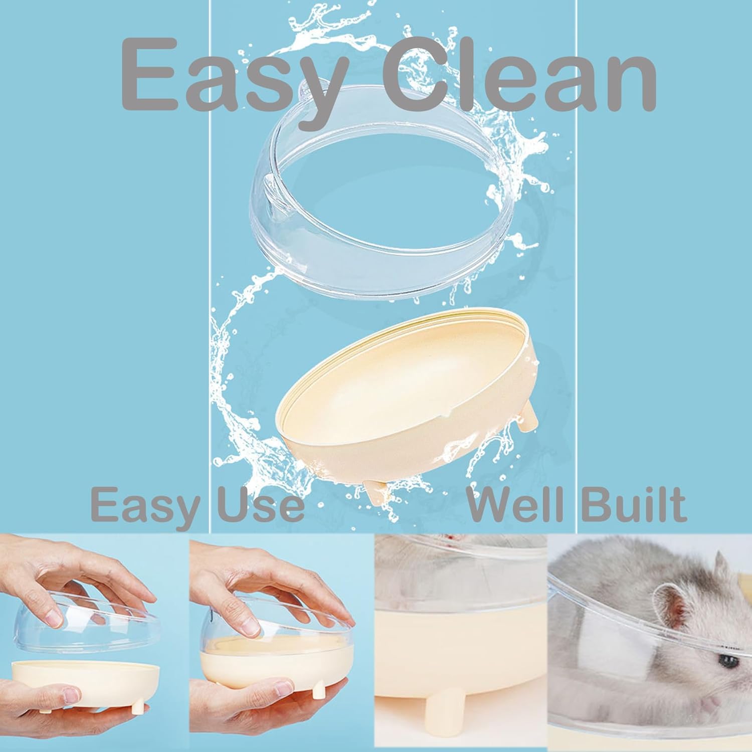 Meow&Woof Hamster Sand Bath Container, Large Sandbox Toilet Gerbil Batheoom, Tiny Chinchilla Dust Bathtub Sand Bath Box for Hamster Cage Accessories 6.5 Inch-Light Green - Image 3