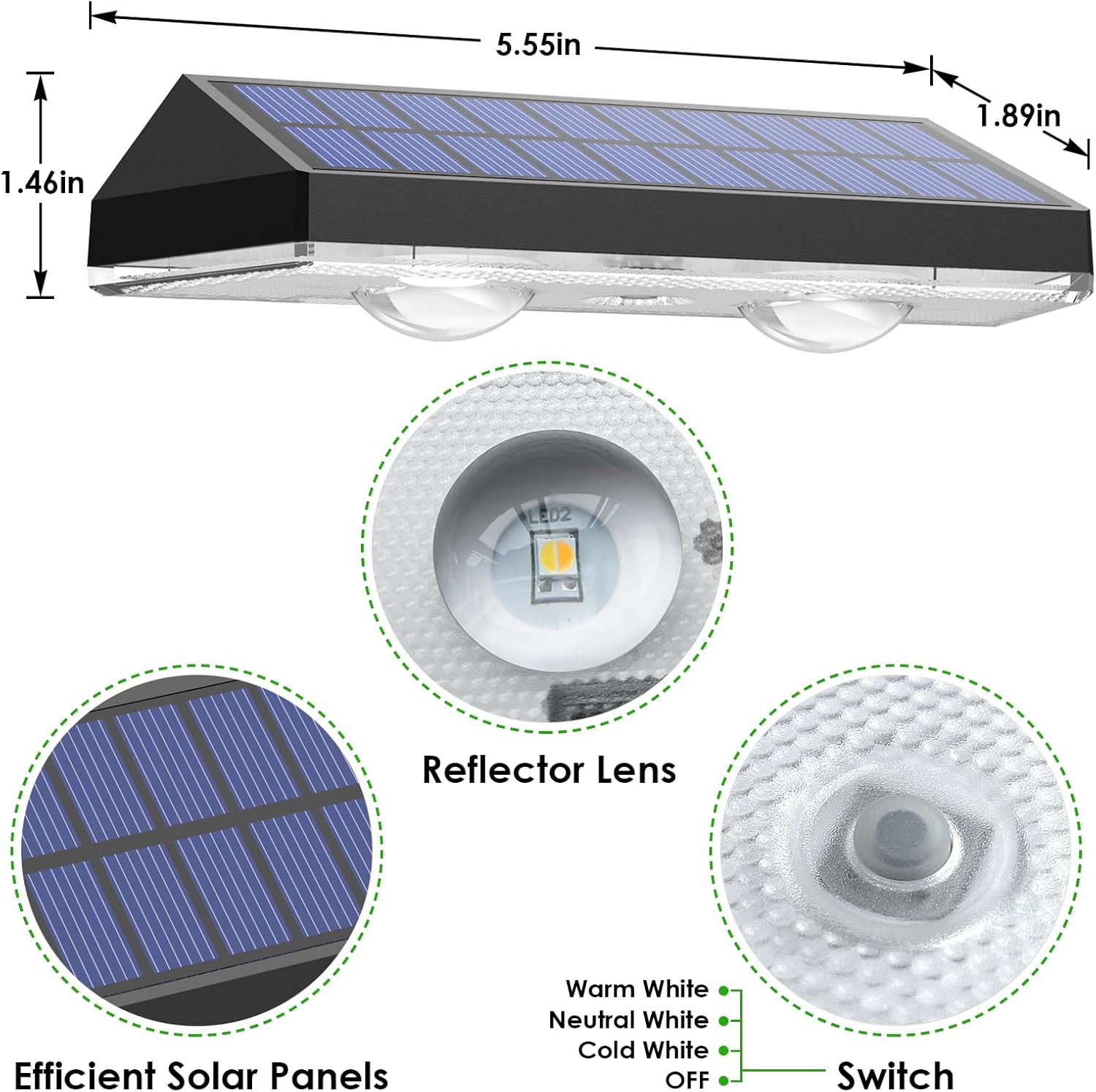 Solar Fence Lights Outdoor - 2700/4000/6000K 3 Mode, 8 Pack Solar Fence Lights Outdoor Waterproof LED, Fence Light Solar Powered for Outside, Backyard, Railing, Step, Patio,Wall and Home Improvement - Image 2