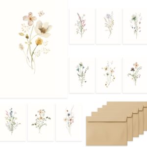 slapaflife Blank Cards,Blank Greeting Cards 4×6,40Pack -Elegant Floral Design Blank Greeting Cards,Note Cards with Matching Peel-and-Seal Rustic Envelopes