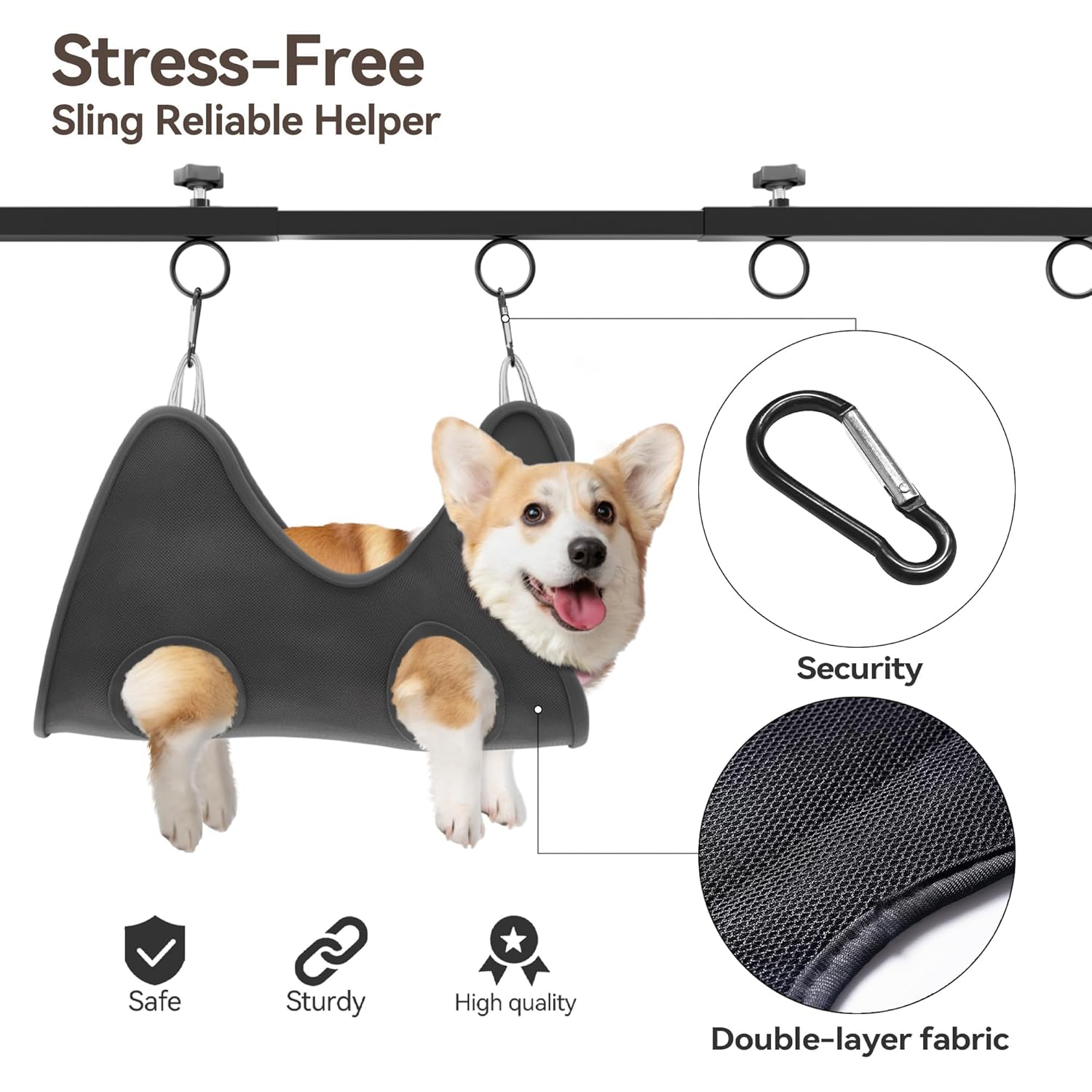 Adjustable Pet Grooming Arm for Table: 42" Height & 27"-39" Width, Clamp Fits Up to 2.76", Includes Hammock & 2 No-Sit Nooses, Heavy-Duty Dog Grooming Station for Home Use, Nail Trimming & Drying - Image 3