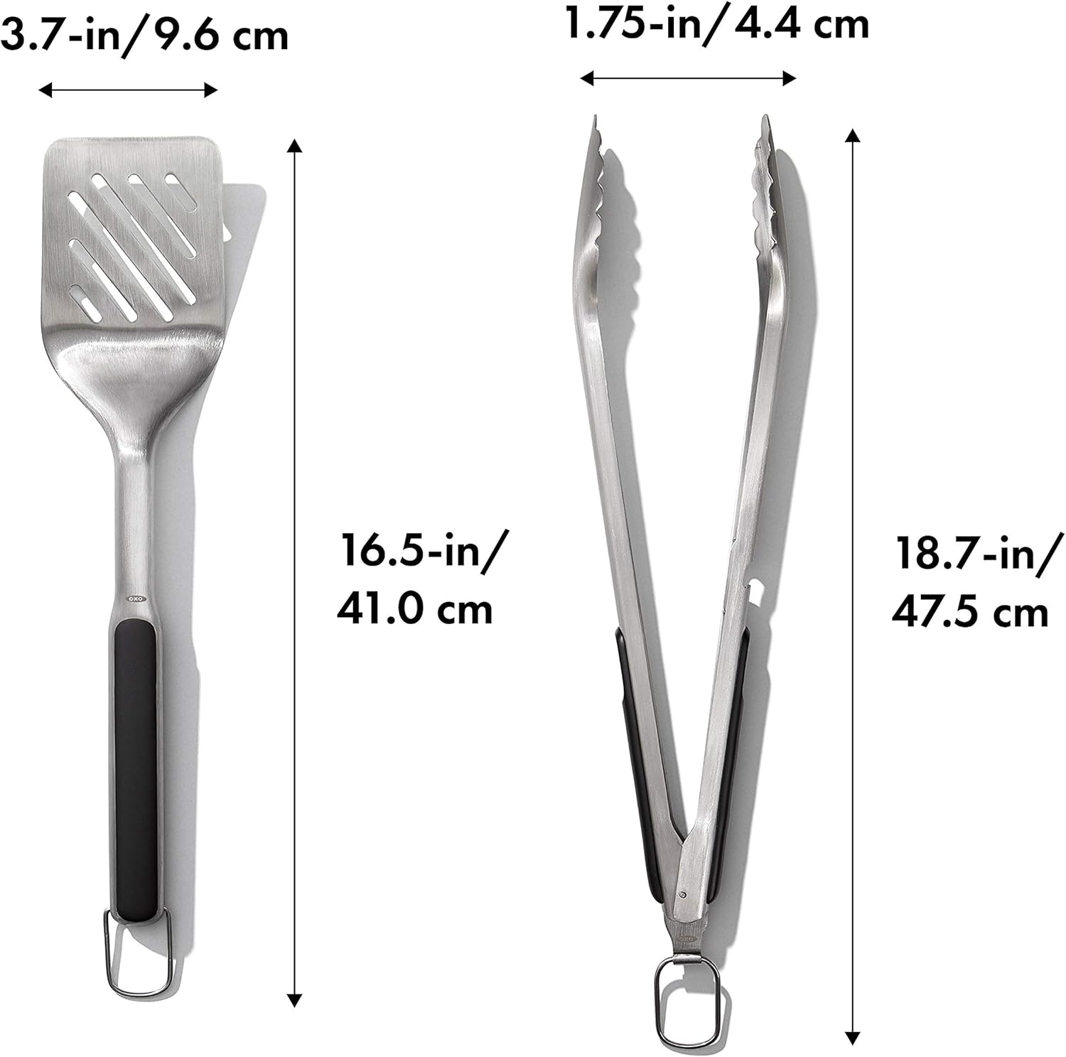 OXO Good Grips Grilling Tools, Tongs and Turner Set, Black - Image 3